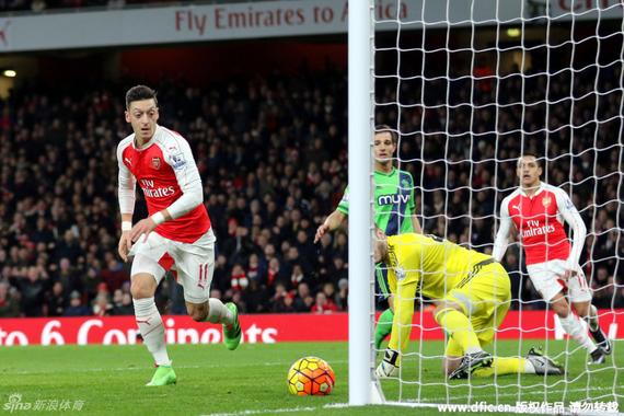  阿森纳憾失登顶良机，马蒂内利失单刀  